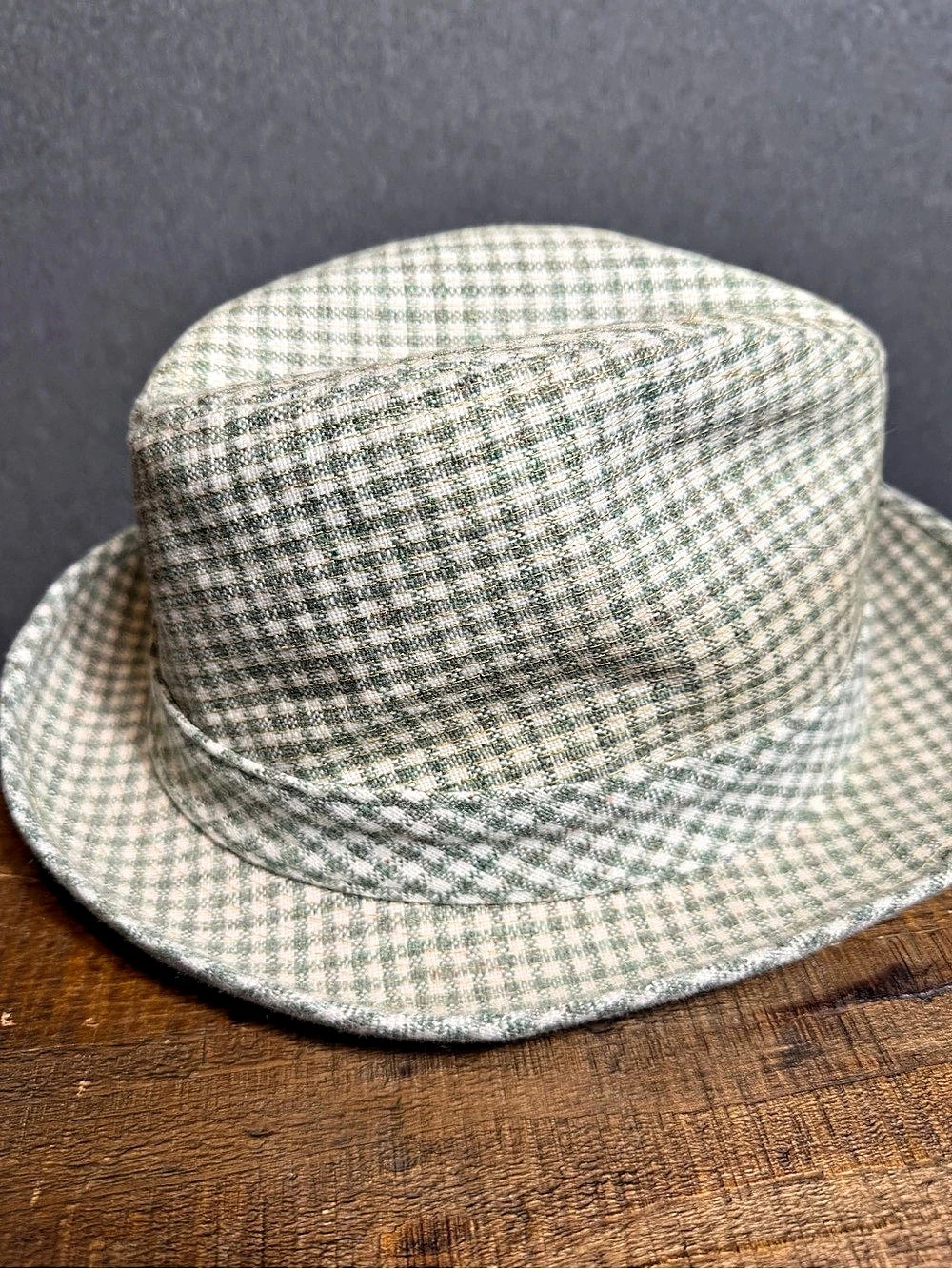 Stetson Paul Behan Rochelle 11L Checkered Fedora Green & White Size 7